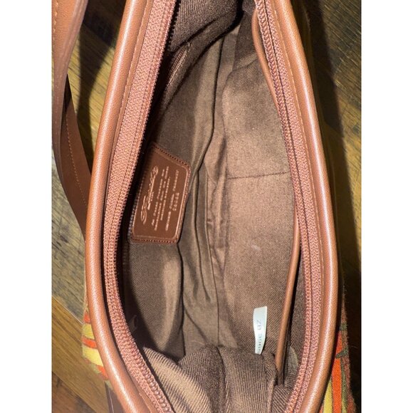 Fossil Caluso Top Zip Shoulder Bag With A Rust & Green Palm Leaf Print - Picture 10 of 14